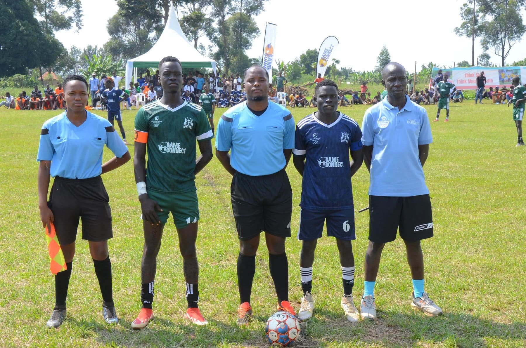 Football players during a match