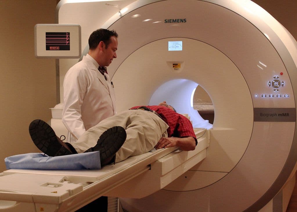 Patient entering an MRI scanner