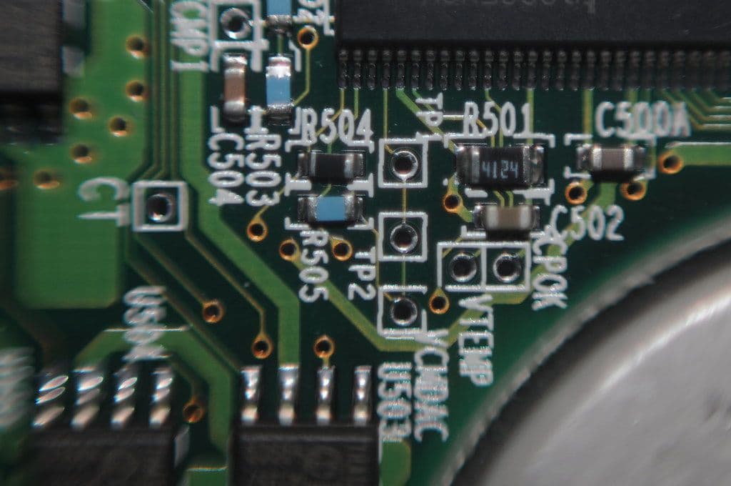 Close-up of a printed circuit board
