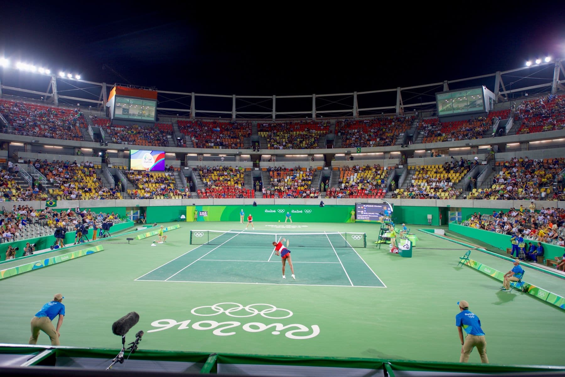 Tennis match in a stadium